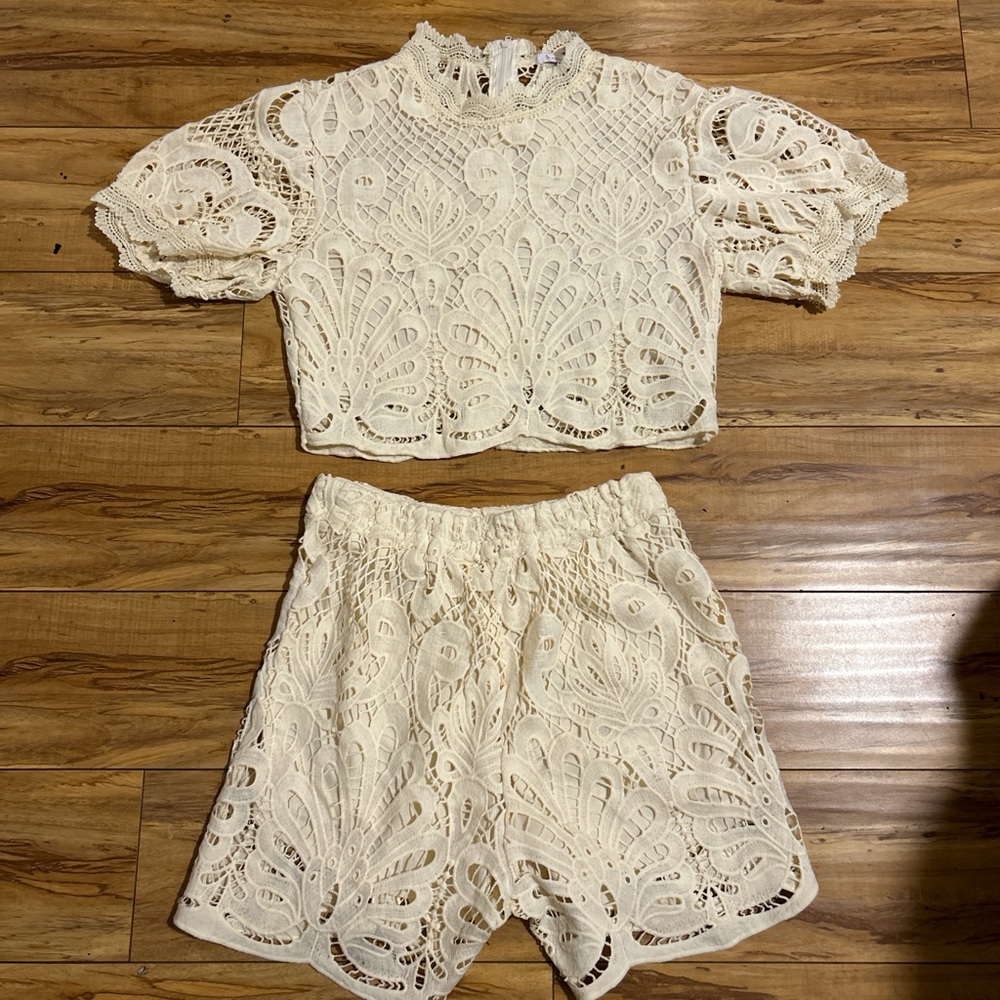 Lace Two-Piece Set in Cream